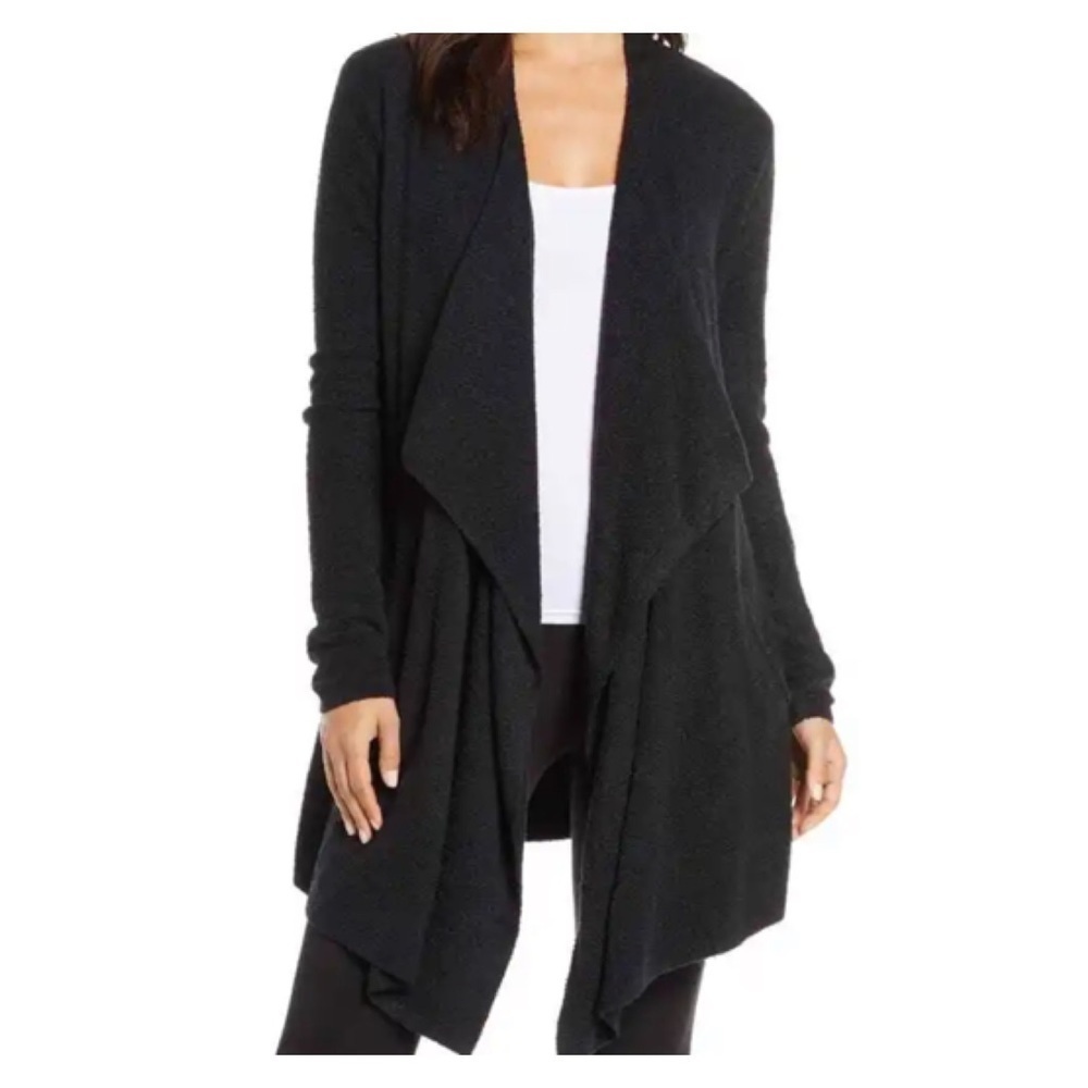 BAREFOOT DREAMS Bamboo Chic Lite Drape Front Calypso Wrap Black S/M